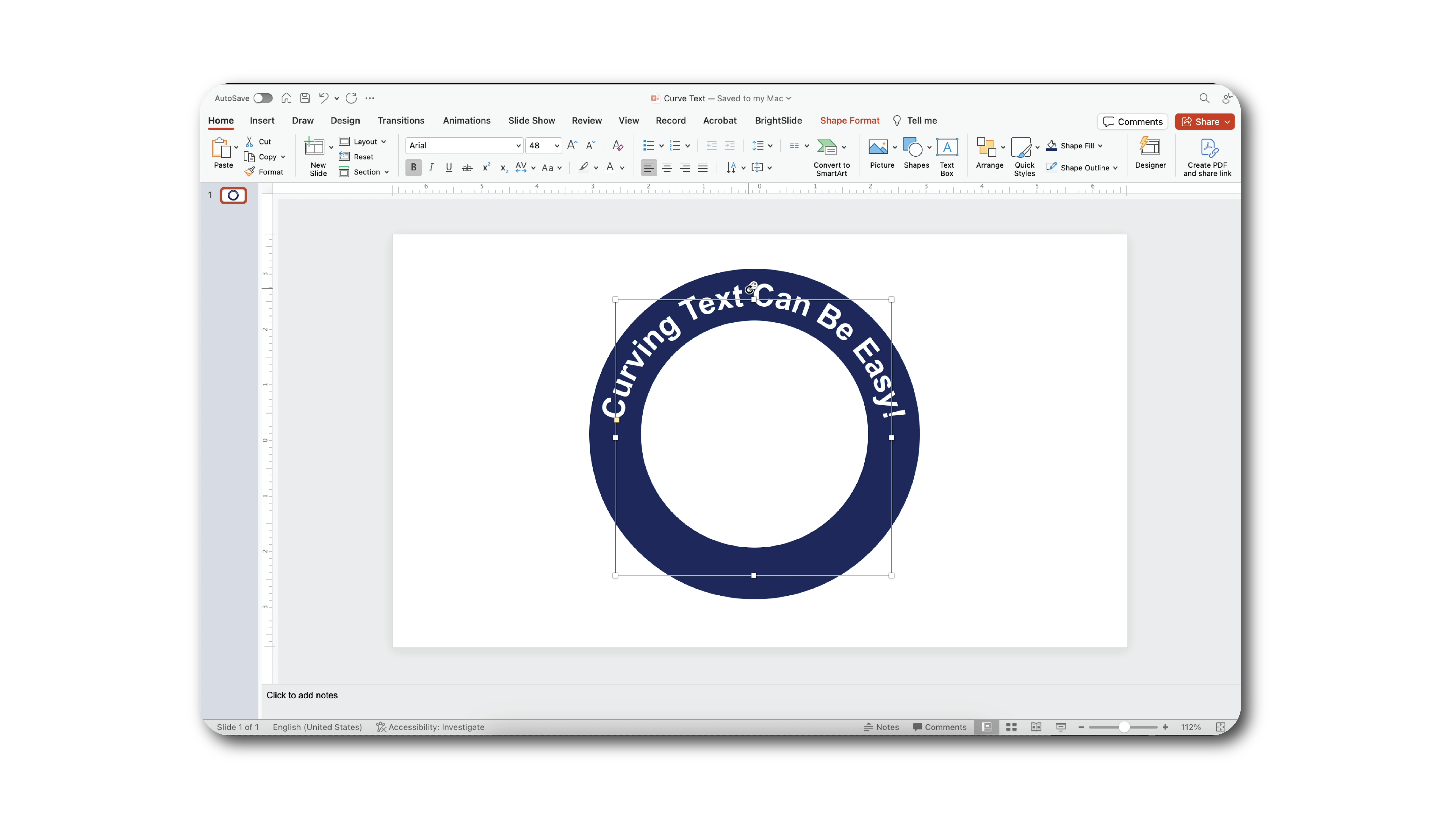 curved text, step five